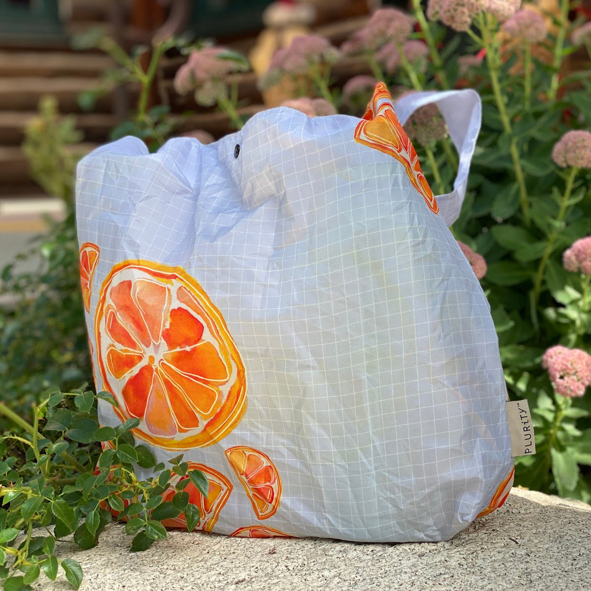 Summer Tangerine Roll-Up Reusable Tote Bag